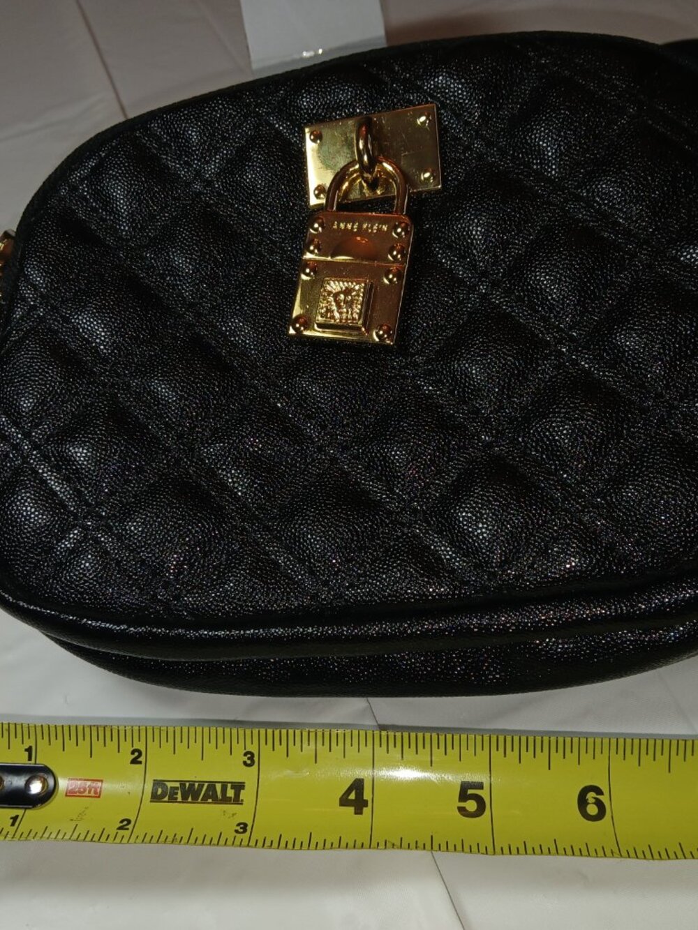 Anne Klein Crossbody Bag Black (Faux Leather) with Gold chain - Picture 9 of 11